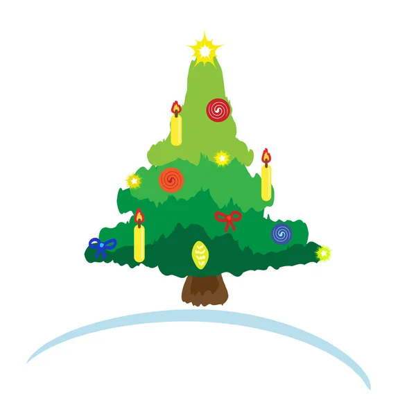 快乐的圣诞树和球矢量图解设计 — 图库矢量图片
