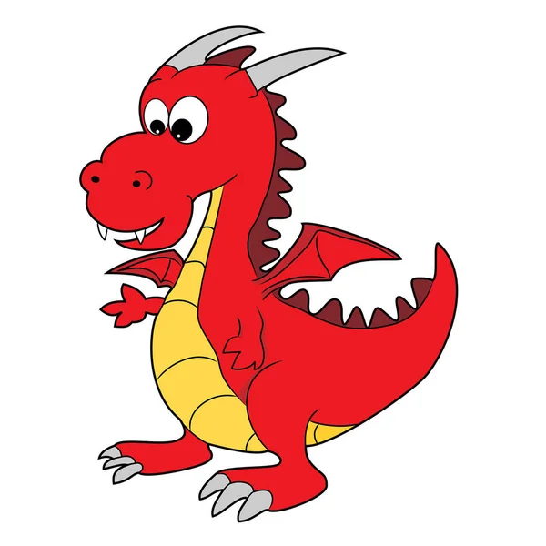 バックグラウンド上の漫画の赤いドラゴン — ストックベクタ