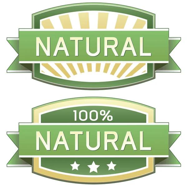 Etichetta Del Prodotto Naturale Con Foglie Verdi Vettore — Vettoriale Stock