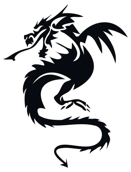 Силуэт Головы Дракона Китайский Дракон — стоковый вектор
