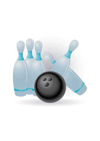 Bowling Pin Con Una Palla Bowling — Vettoriale Stock