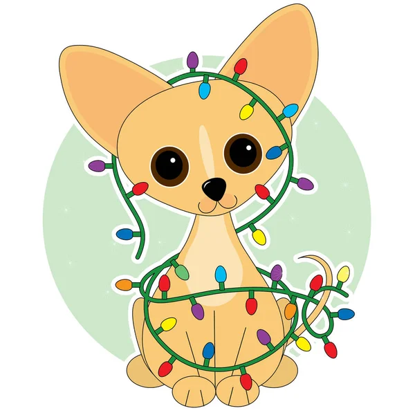 Roztomilý Kreslený Pes Vánoční Stromek — Stockový vektor