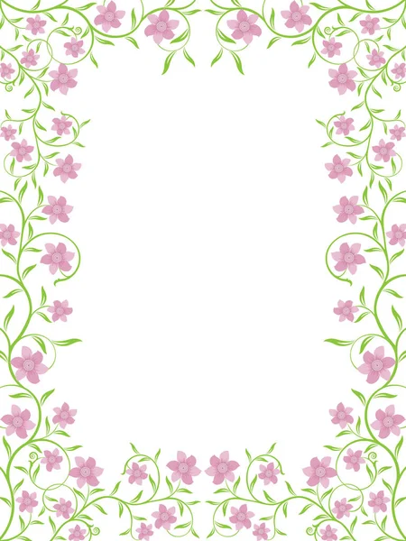 Frame Various Flowers Greeting Card Invitation Greeting Birthday Wedding Birthday — Stock Vector