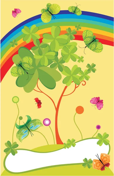 Vector Illustration Beautiful Colorful Background Tree Rainbow — Stock Vector