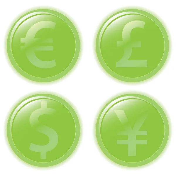 Conjunto Cuatro Diferentes Iconos Signo Moneda Del Euro Con Sombra — Vector de stock