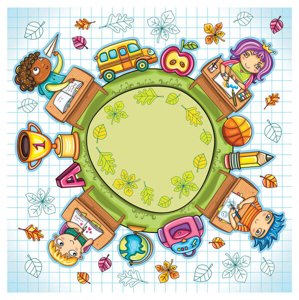 kindergarten kids school vector illustration