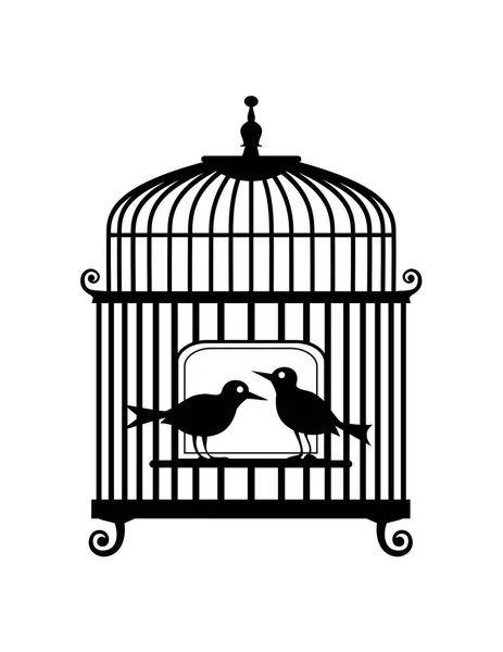 Icona Gabbia Uccelli Colore Nero Disegno Illustrazione Vettoriale — Vettoriale Stock