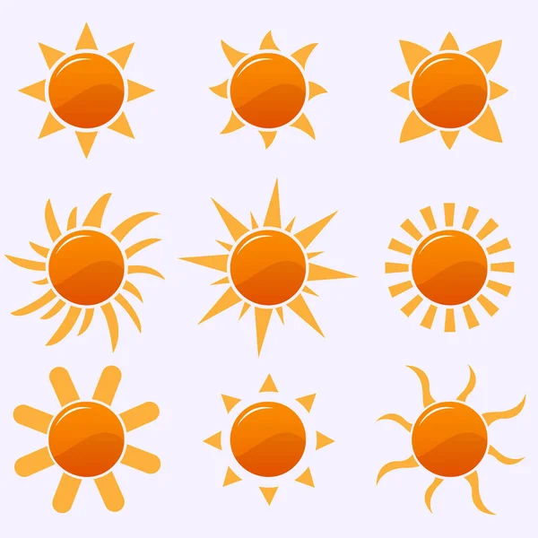Vector Set Sun Icons — Stock Vector