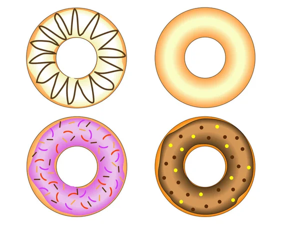 Vektor Set Von Donut Auf Weißem Hintergrund — Stockvektor