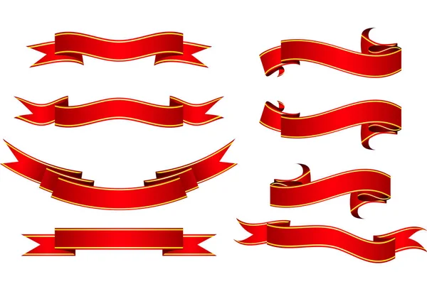Векторная Коллекция Красных Лент — стоковый вектор