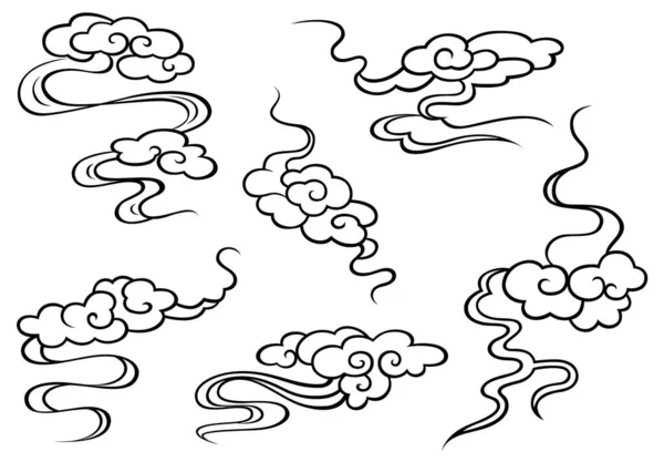 Jeu Fumée Nuageuse Illustration Vectorielle Conception Doodle — Image vectorielle