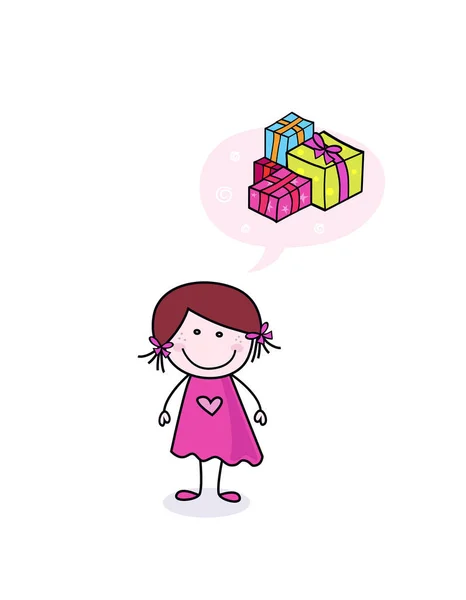 Glückliches Mädchen Mit Geschenkboxen — Stockvektor