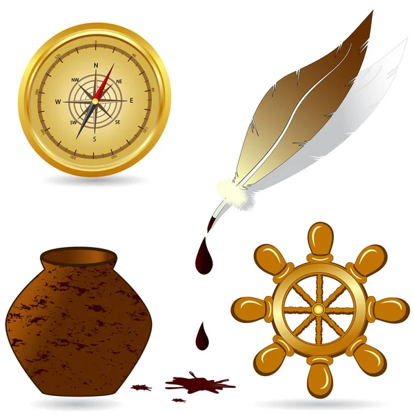 Set Von Objekten Und Symbolen Für Piraten — Stockvektor