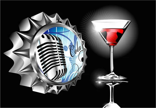 Cocktail Mit Mikrofon Und Mikrofon — Stockvektor