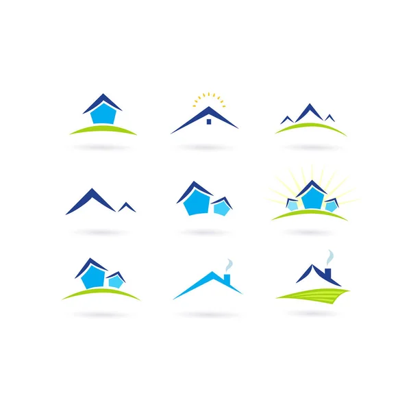 房屋和山脉图标 — 图库矢量图片