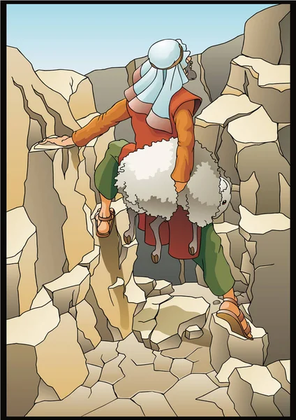 一个男人和一只羊的卡通人物 — 图库矢量图片