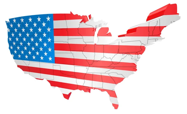 Χάρτης Της Αμερικής Σημαία Ηπα — Διανυσματικό Αρχείο