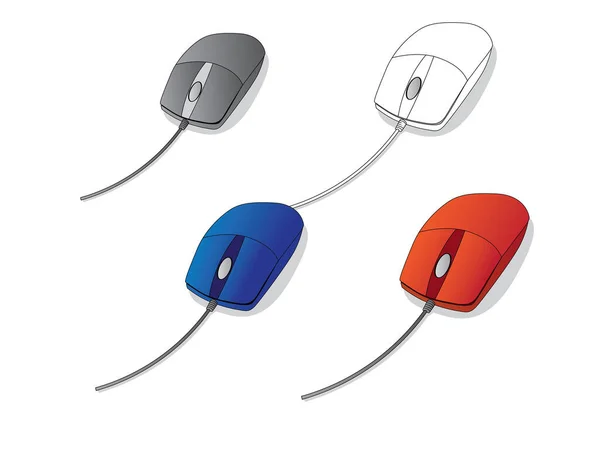 Conjunto Mouses Computador Ilustração Vetorial —  Vetores de Stock
