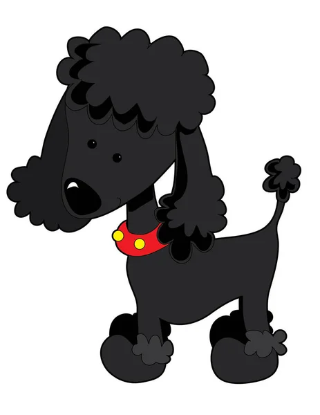 Чорний Собака Таксі Червоним Бантом Ілюстрація Вектор Білому Тлі — стоковий вектор
