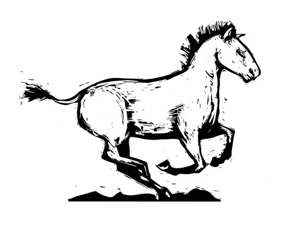 Ескіз Коня Векторна Ілюстрація Ізольована Білому — стоковий вектор