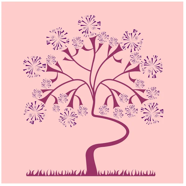 Vector Floral Tree Silhouette — Stock Vector