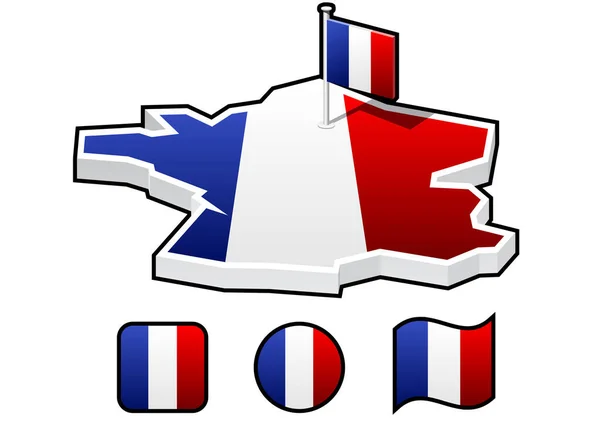 Frankreich Karte Symbol Den Nationalfarben — Stockvektor