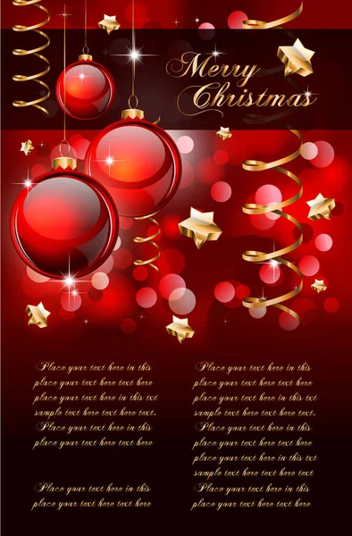 Frohe Weihnachten Und Ein Gutes Neues Jahr Karte Mit Roten — Stockvektor