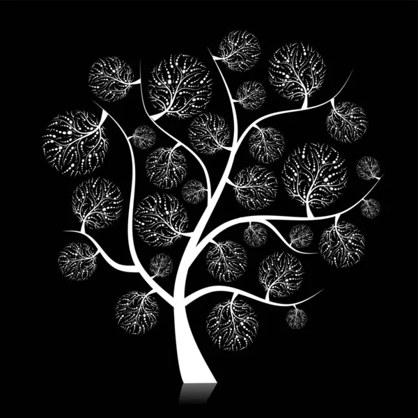 Tree Silhouette Black Background — Stock Vector