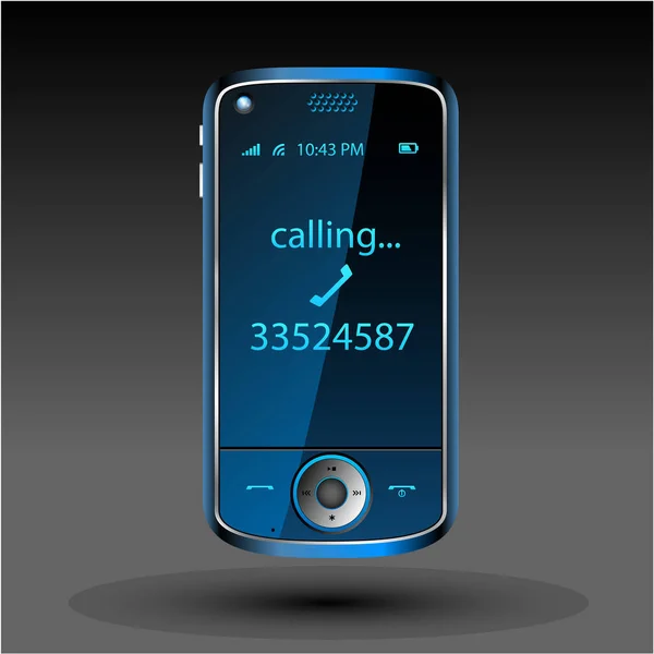 Blauwe Telefoon Met Oproep Vectorillustratie — Stockvector