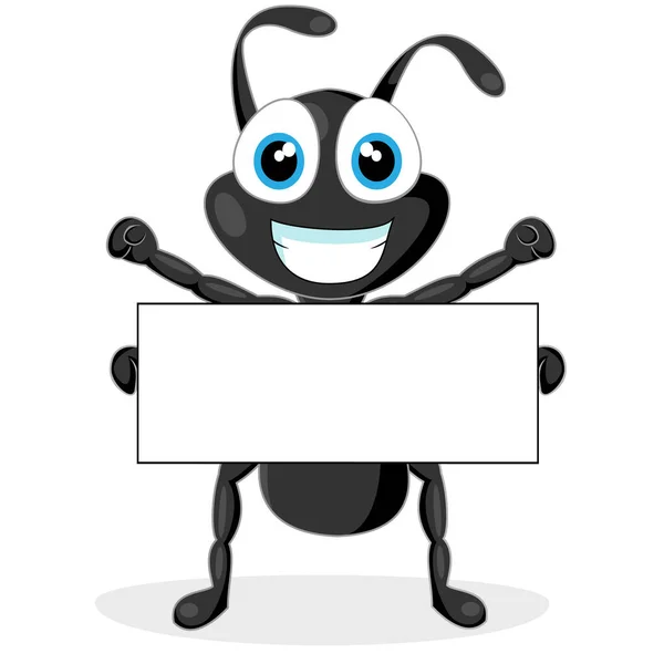 Cartoon Ameisenfigur Mit Schild Vektorillustration — Stockvektor