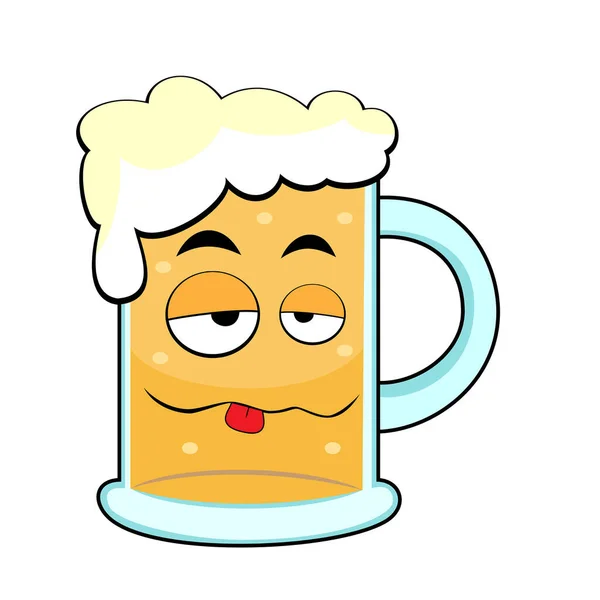 Illustrazione Vettoriale Cartone Animato Birra Vetro Birra — Vettoriale Stock