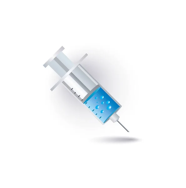 Ilustración Vectorial Jeringa Vacuna Con Aguja Líquido Azul Sobre Fondo — Archivo Imágenes Vectoriales