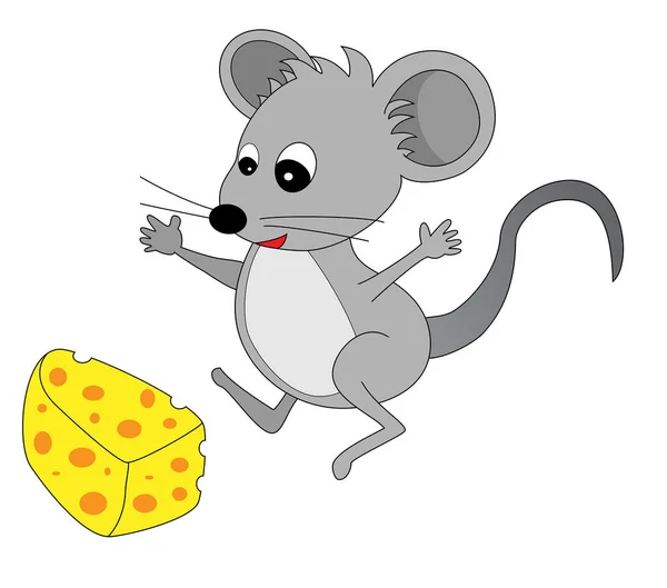 Mysz Serem Ilustracja Kreskówka — Wektor stockowy