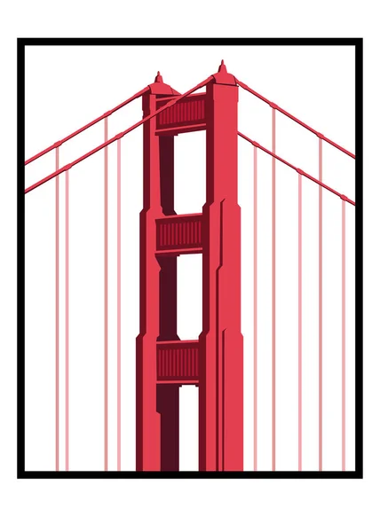 San Francisco City Gate Bridge Silhouette — Stock Vector