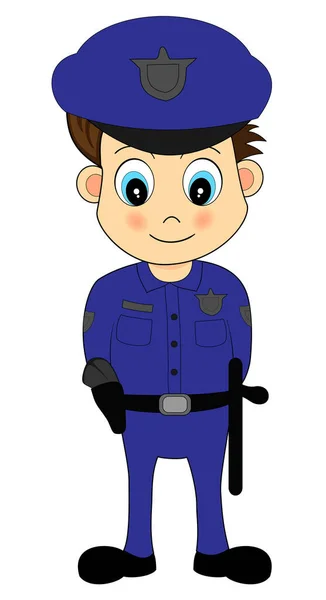 Uma Ilustração Dos Desenhos Animados Policial Bonito — Vetor de Stock