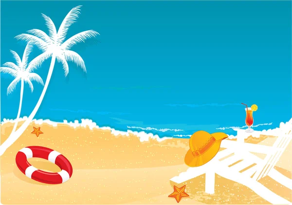 Vector Playa Verano Vacaciones Ilustración — Vector de stock