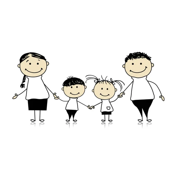 Glückliche Familie Mit Kindern Vektorillustration — Stockvektor