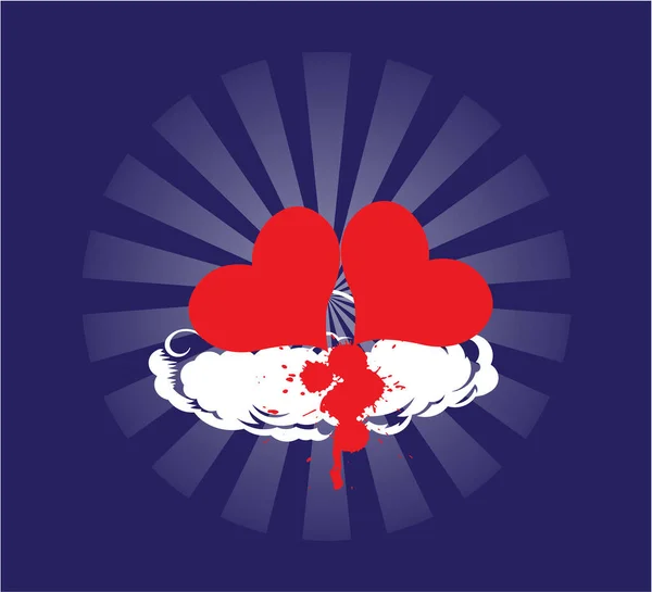 Δύο Καρδιές Μπλε Φόντο Διανυσματική Απεικόνιση Απλό Σχέδιο — Διανυσματικό Αρχείο