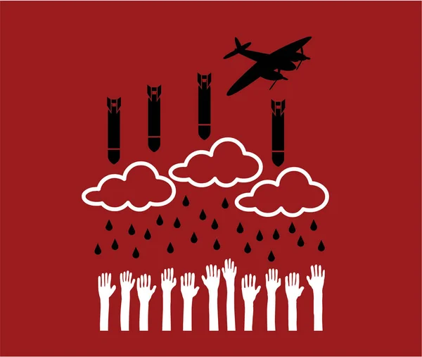 Avião Bombardeiro Fundo Vermelho Ilustração Vetorial Design Simples — Vetor de Stock