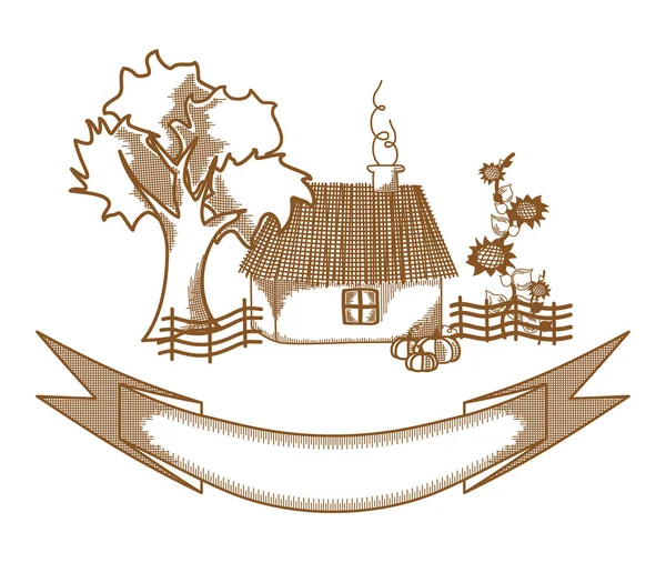 Projeto Casa Árvore Ilustração Vetorial — Vetor de Stock