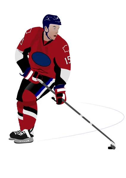 Jugador Hockey Sobre Fondo Blanco Ilustración Vectorial — Archivo Imágenes Vectoriales