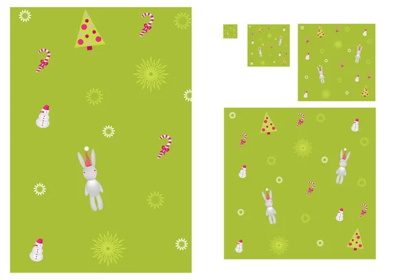 Set Easter Cards Rabbits Vector Illustration Simple Design — Stock Vector