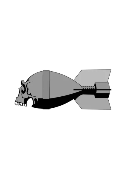 Bombe Mit Totenkopf Vektorillustration Einfaches Design — Stockvektor