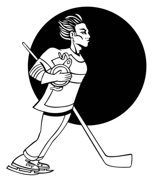 Dessin Animé Joueur Hockey Illustration Vectorielle — Image vectorielle