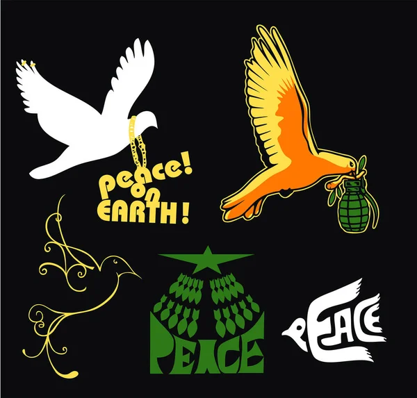 Символ Миру Встановлений Птахами Векторні Ілюстрації — стоковий вектор