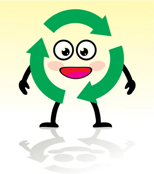 Cartoon Character Recycle Symbol Vector Illustration — Stock Vector