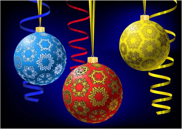Різдвяні Кульки Синьому Фоні Векторні Ілюстрації — стоковий вектор