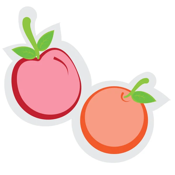 Icône Fruits Pêche Style Design Plat — Image vectorielle