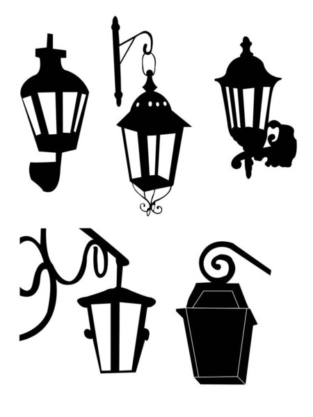  set of street lanterns, vector illustration