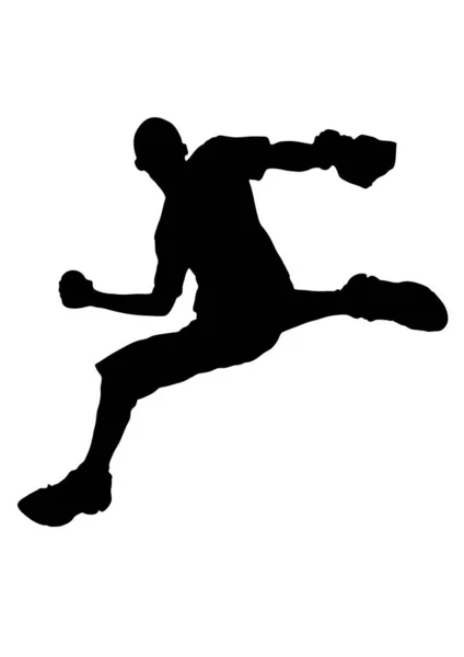 Silhueta Jogador Beisebol Ilustração Preto Branco —  Vetores de Stock